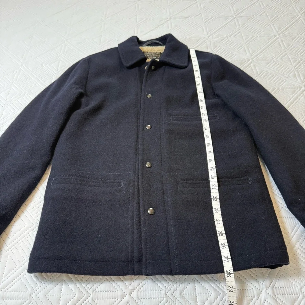 J. Crew Wool Sherpa Lined Skiff Jacket Size S Navy